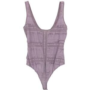 Anthropologie Women Sleeveless Lace Purple Bodysuit Tank Top Feminine Size Small